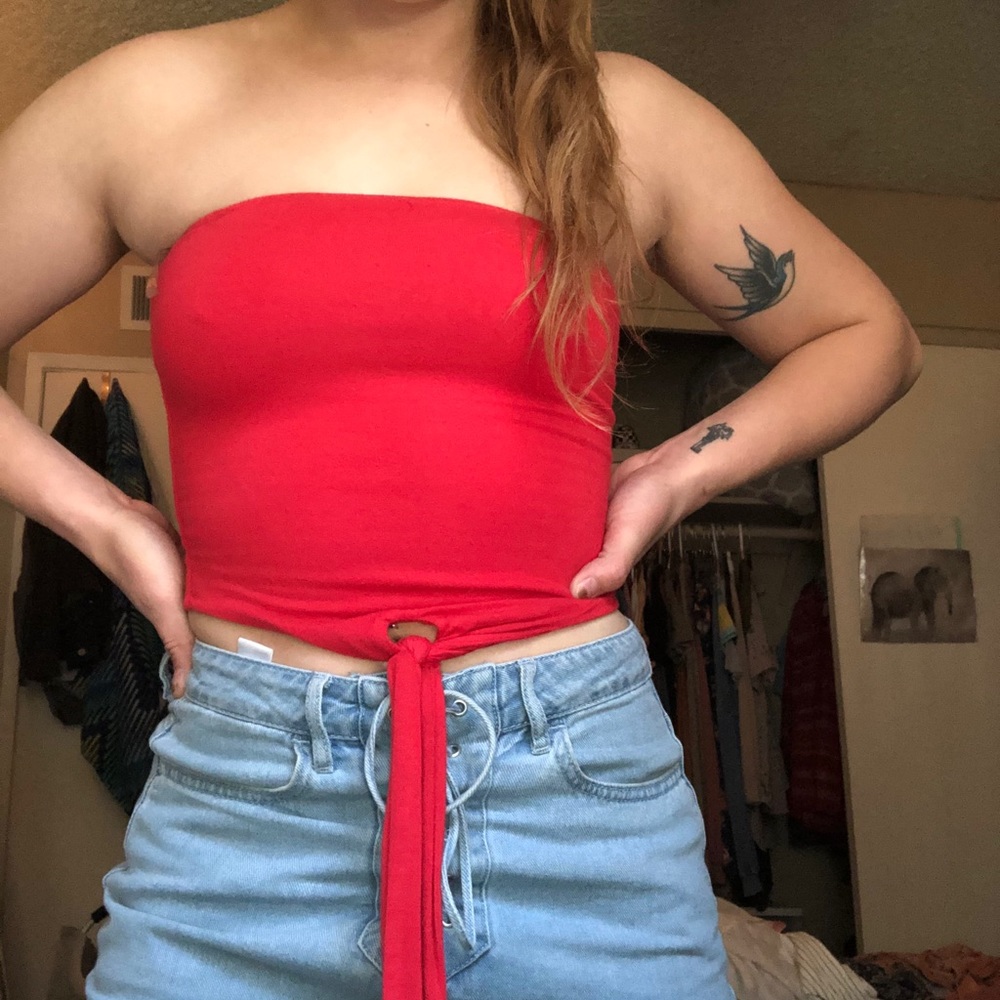 Red tube top